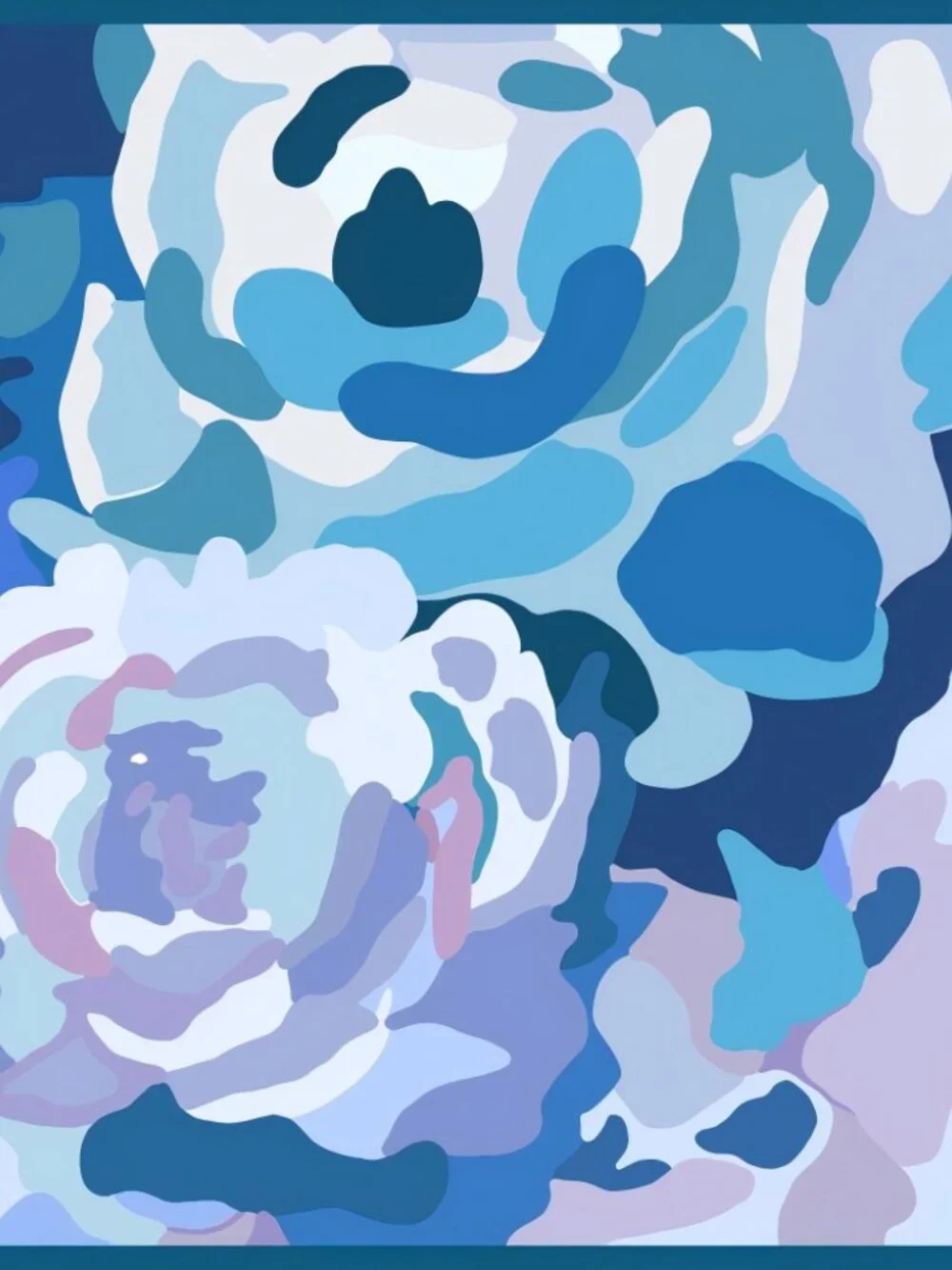 100% Silk Scarf, Large, Twill, Phantom Rose, Blue